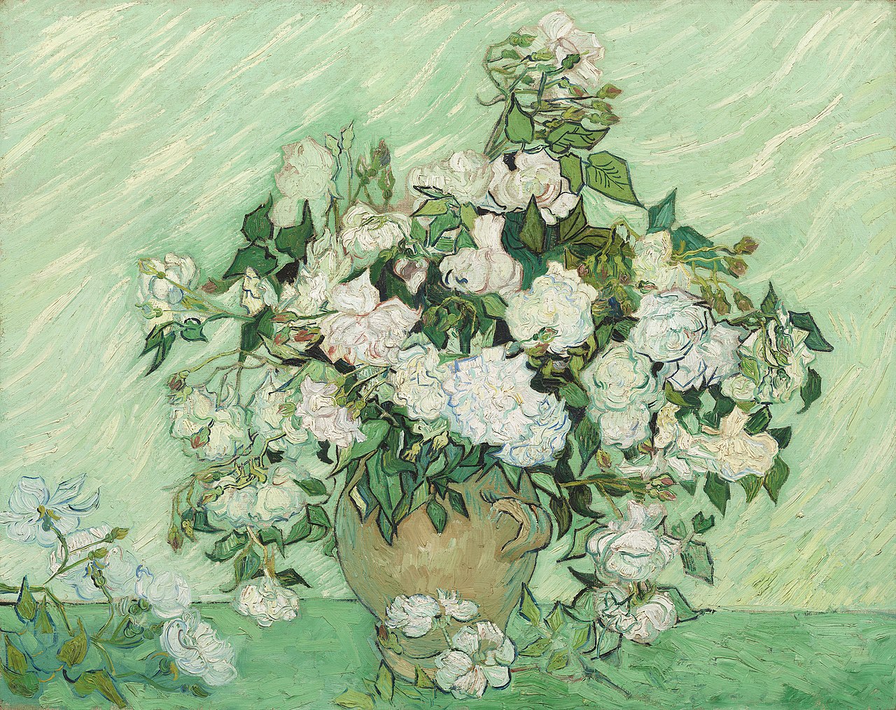 Still Life: Vase with Pink Roses by Vincent van Gogh