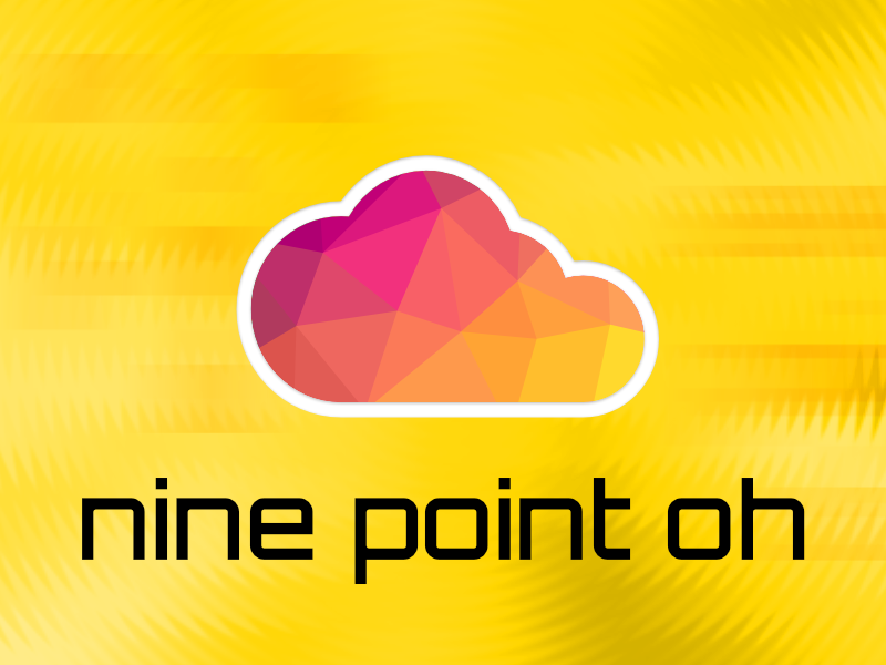 Mojolicious cloud with text "nine point oh"